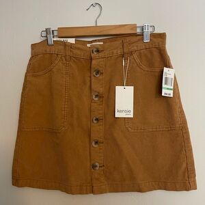 Kensie Brown High Rise Button-Front Skirt